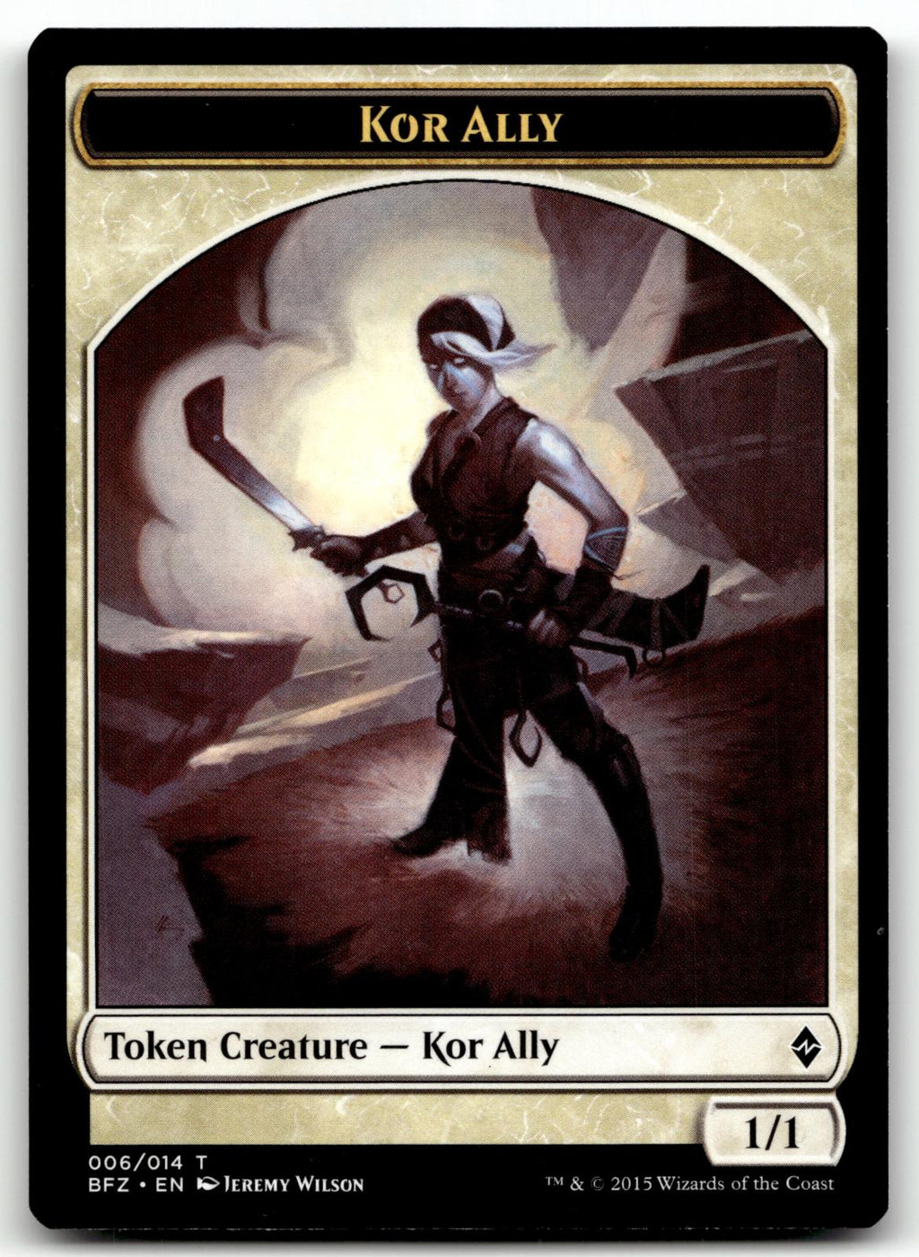 Kor Ally Token 6 Token Battle for Zendikar Magic: The Gathering Near Mint