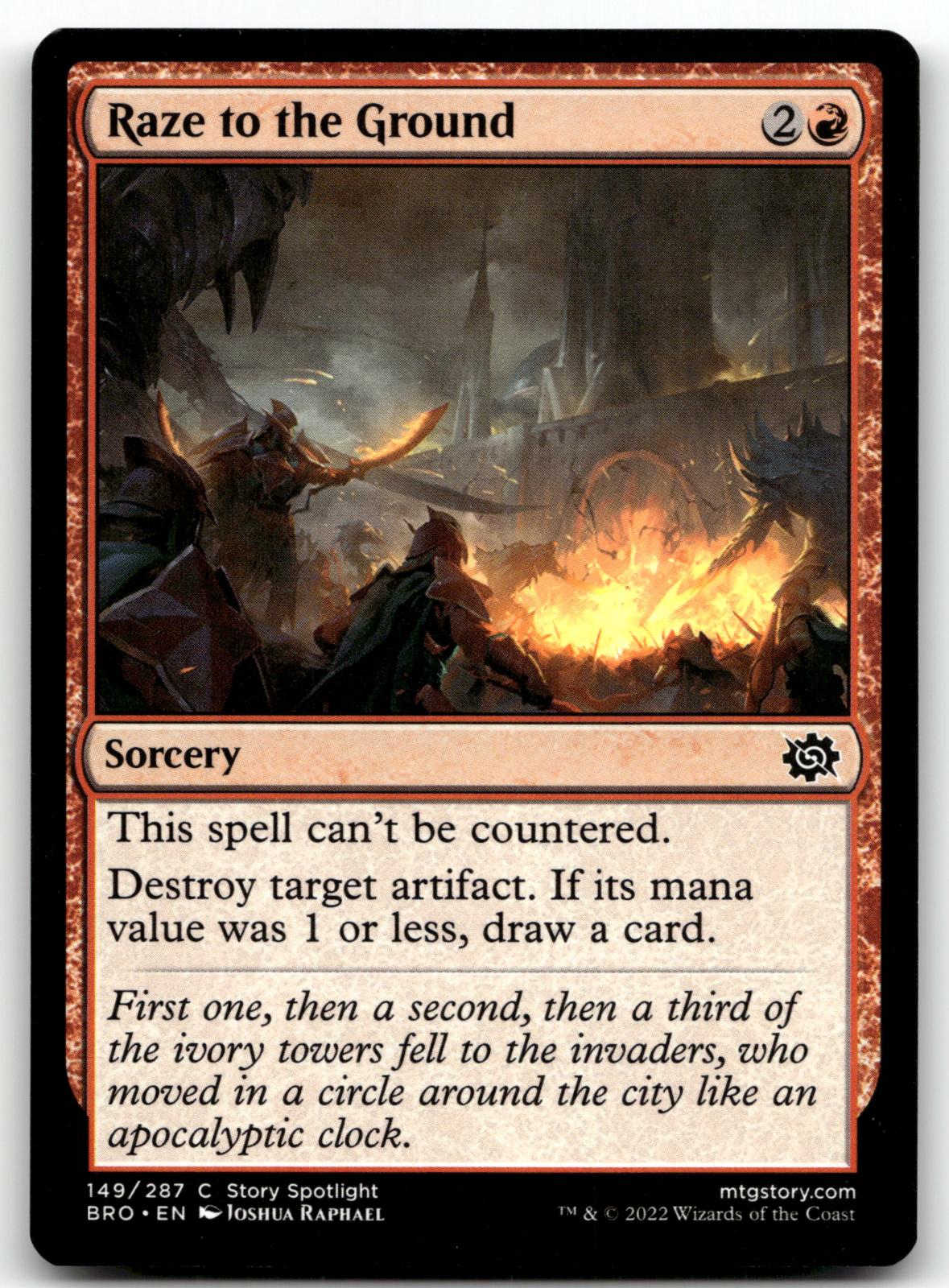 Raze to the Ground 149 Common The Brothers' War Magic: The Gathering Near Mint