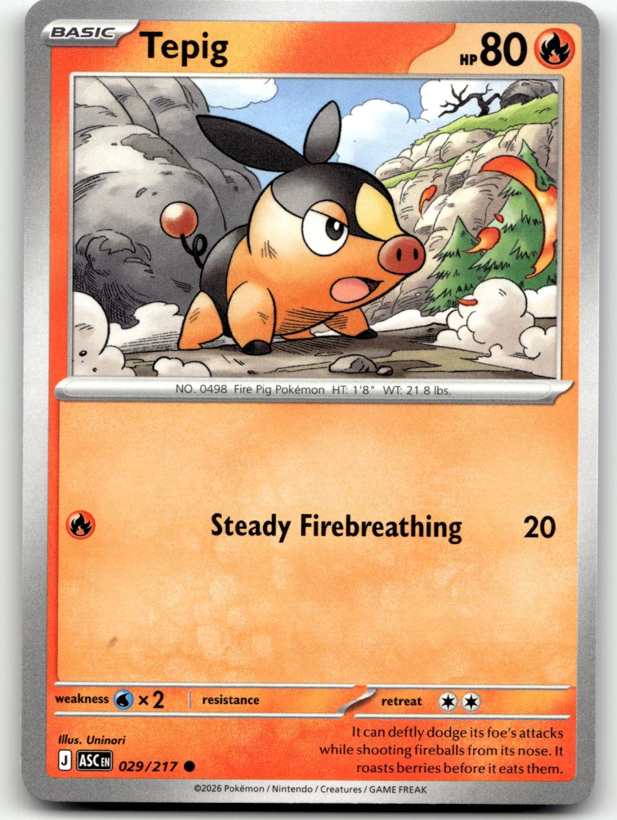 Tepig 029/217 Common Ascended Heroes Pokemon Near Mint