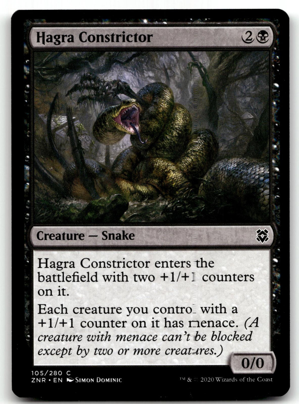 Hagra Constrictor 105 Common Zendikar Rising Magic: The Gathering Near Mint