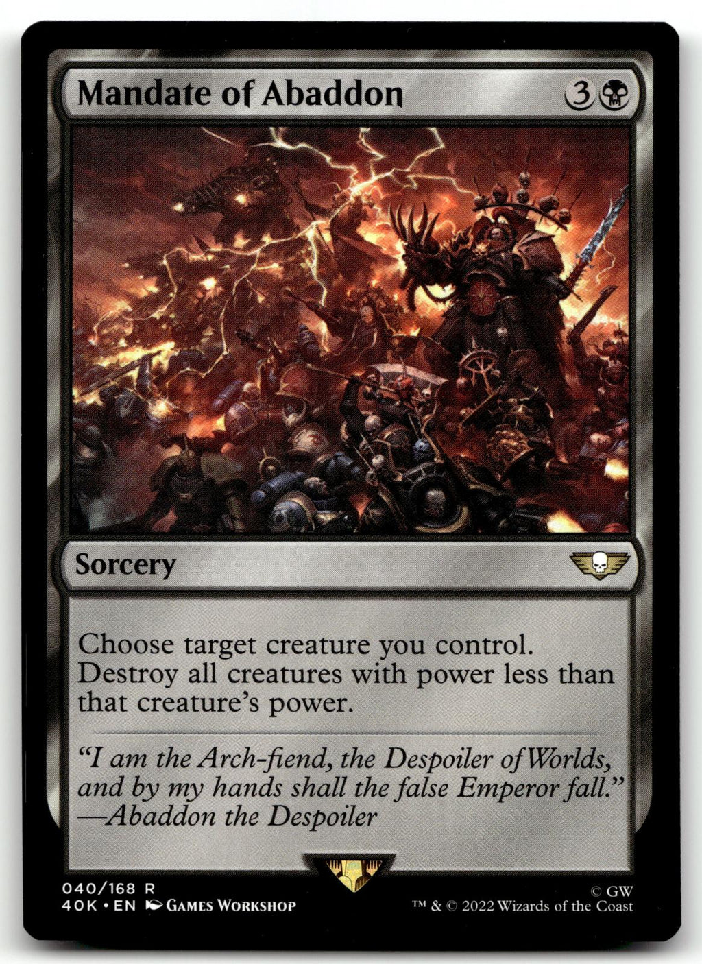 Mandate of Abaddon 40 Universes Beyond: Warhammer 40,000 Magic: The Gathering NM
