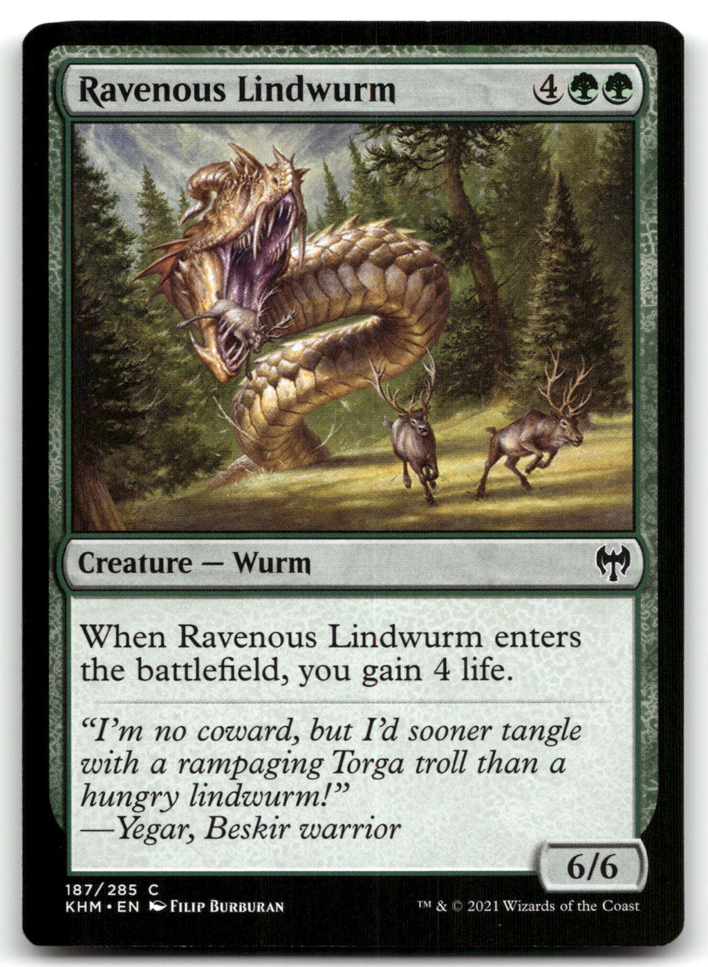 Ravenous Lindwurm 187 Common Kaldheim Magic: The Gathering Near Mint