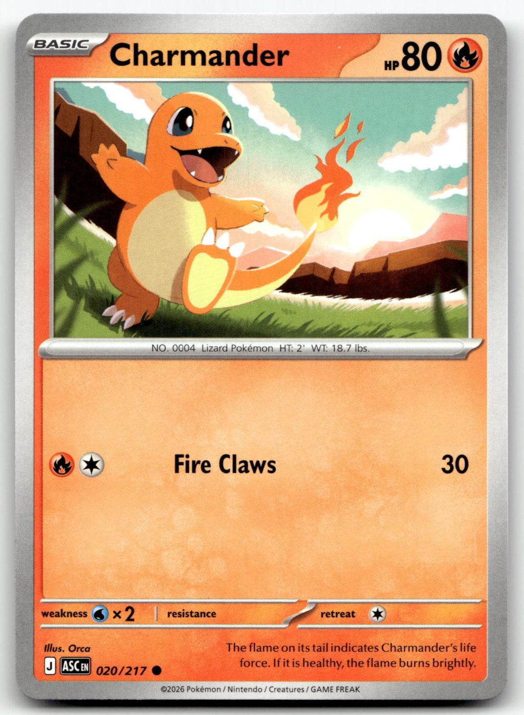 Charmander 020/217 Common Ascended Heroes Pokemon Near Mint