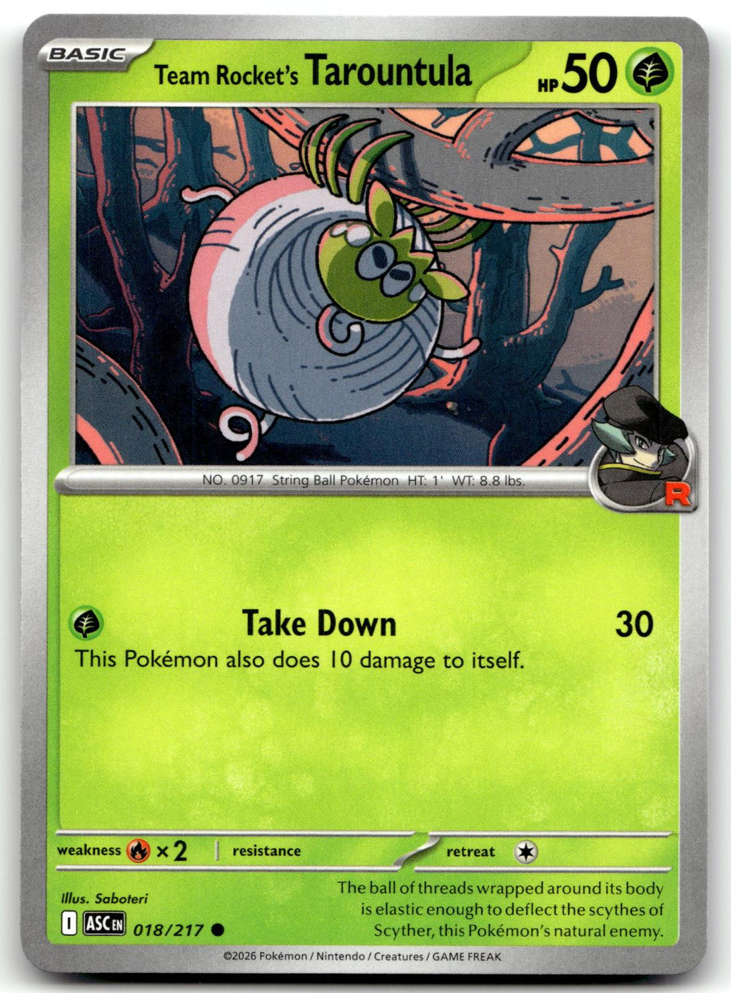 Team Rocket's Tarountula 018/217 Common Ascended Heroes Pokemon Near Mint