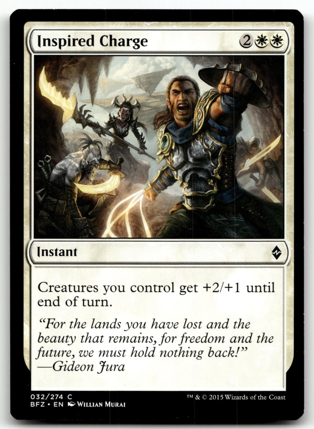Inspired Charge 32 Common Battle for Zendikar Magic: The Gathering Near Mint