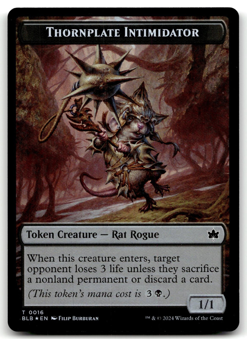 Thornplate Intimidator Token 16 Token Bloomburrow Magic: The Gathering Near Mint