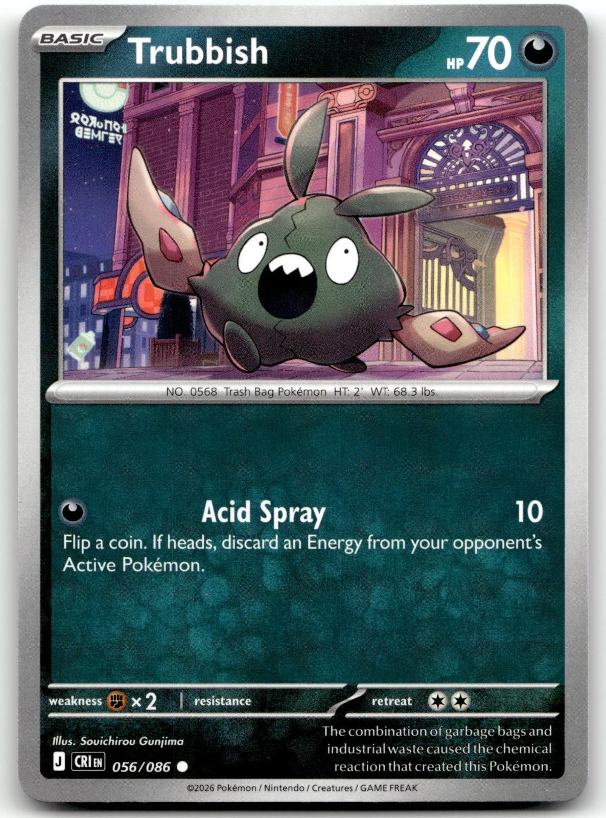 Trubbish 056/086 Common Chaos Rising Pokemon Near Mint