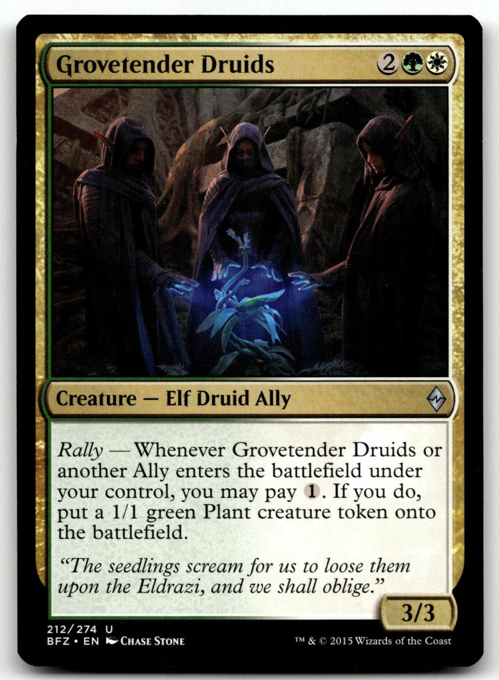 Grovetender Druids 212 Uncommon Battle for Zendikar Magic: The Gathering NM