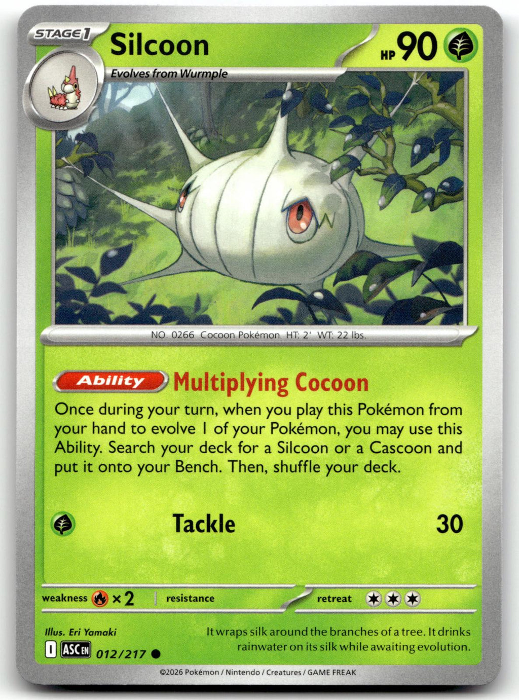 Silcoon 012/217 Common Ascended Heroes Pokemon Near Mint