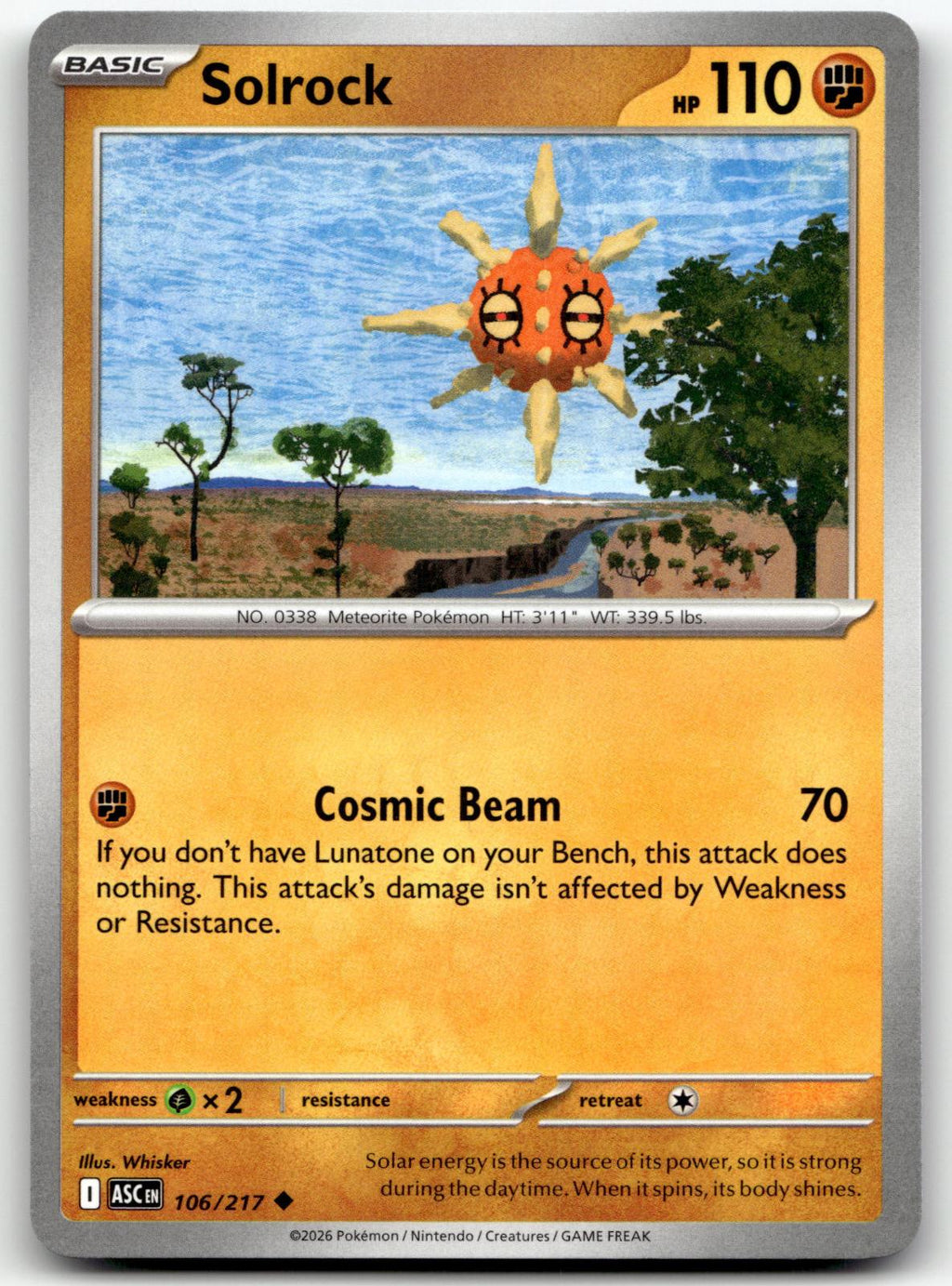 Solrock 106/217 Uncommon Ascended Heroes Pokemon Near Mint