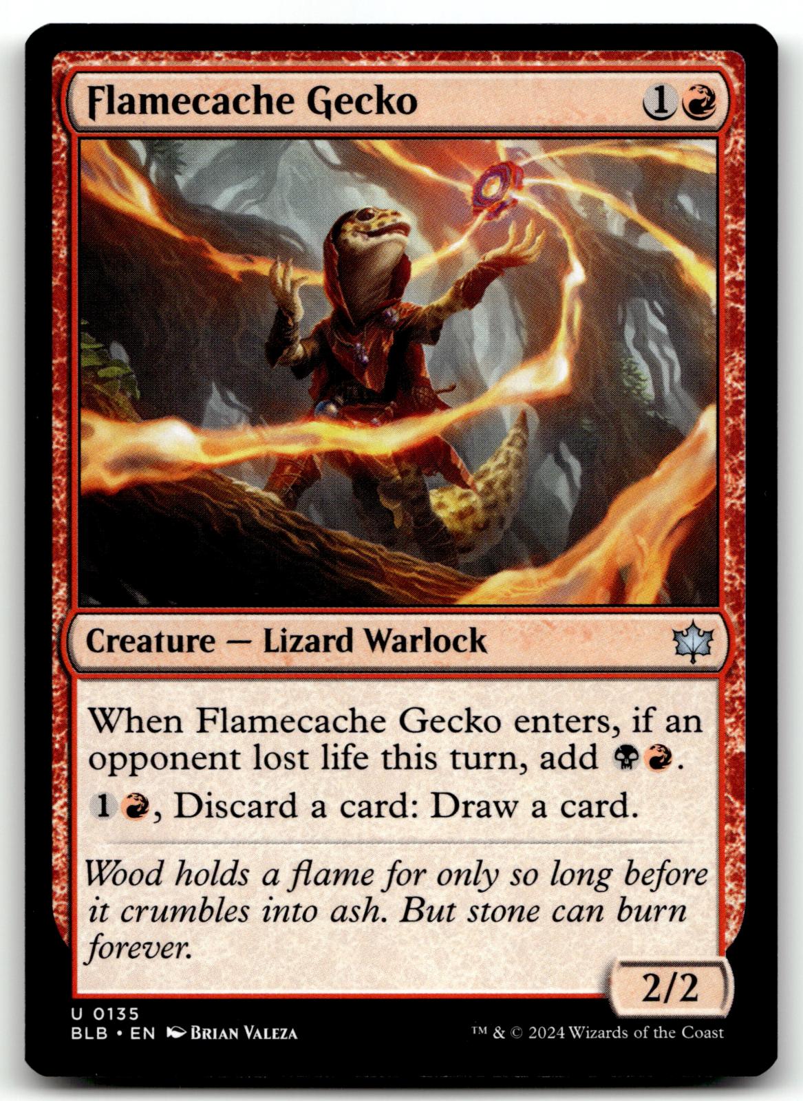 Flamecache Gecko 135 Uncommon Bloomburrow Magic: The Gathering Near Mint