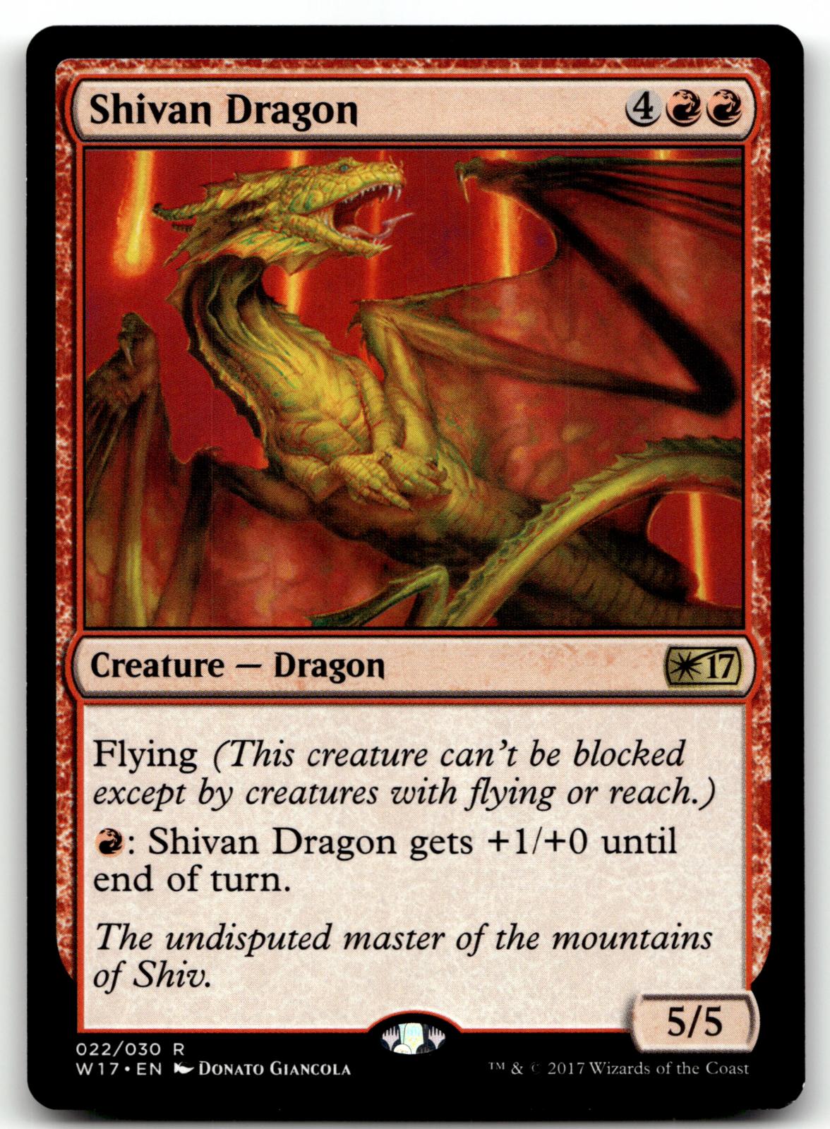 Shivan Dragon 22 Rare Welcome Deck 2017 Magic: The Gathering Near Mint