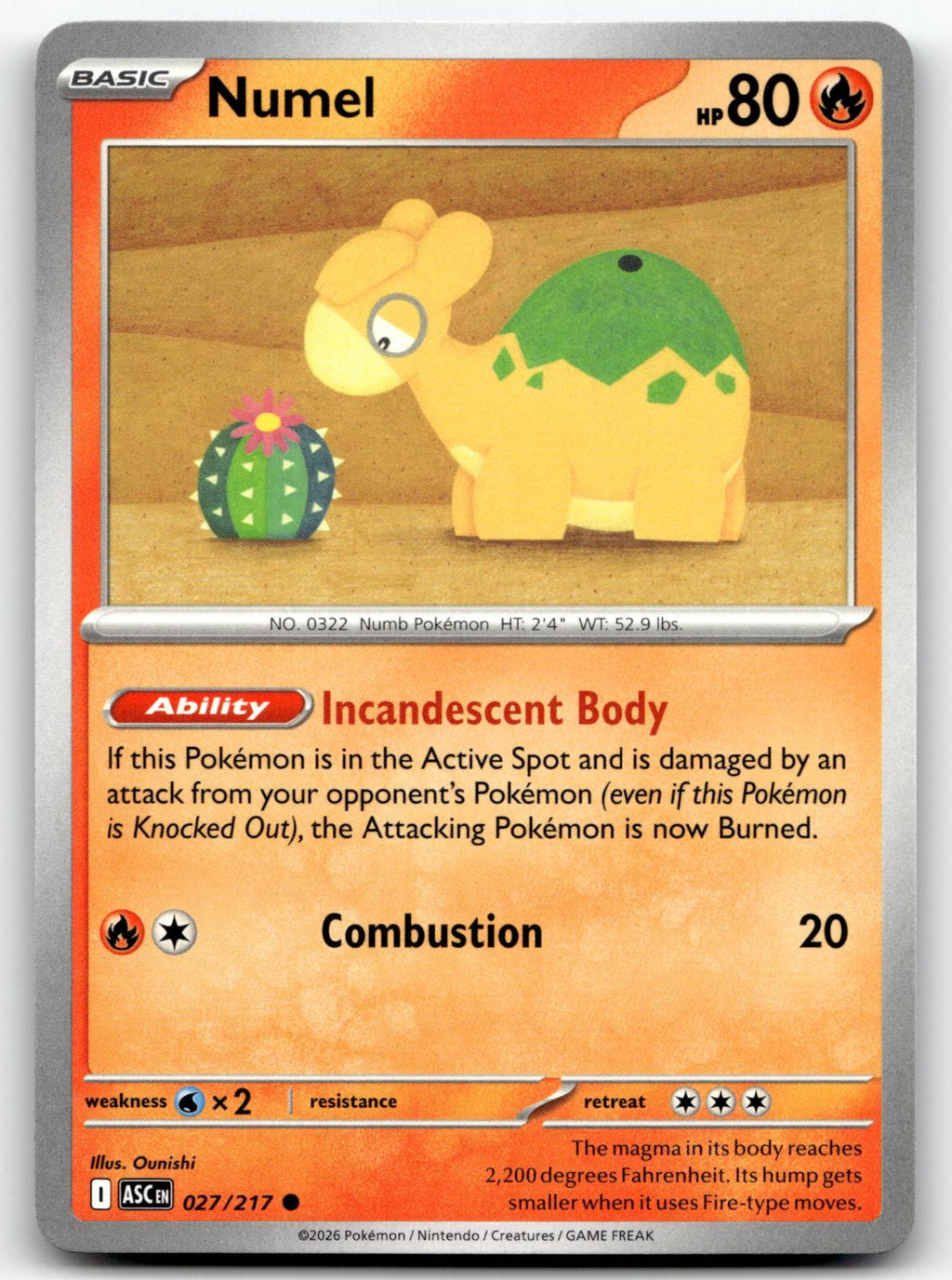 Numel 027/217 Common Ascended Heroes Pokemon Near Mint