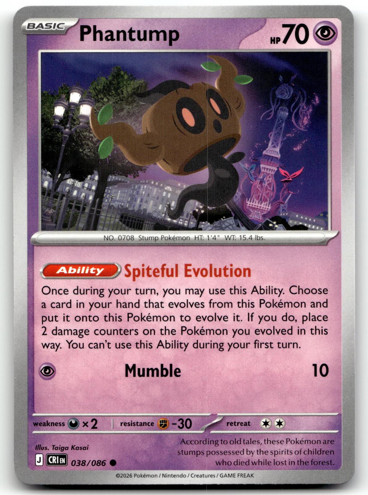 Phantump 038/086 Common Chaos Rising Pokemon Near Mint