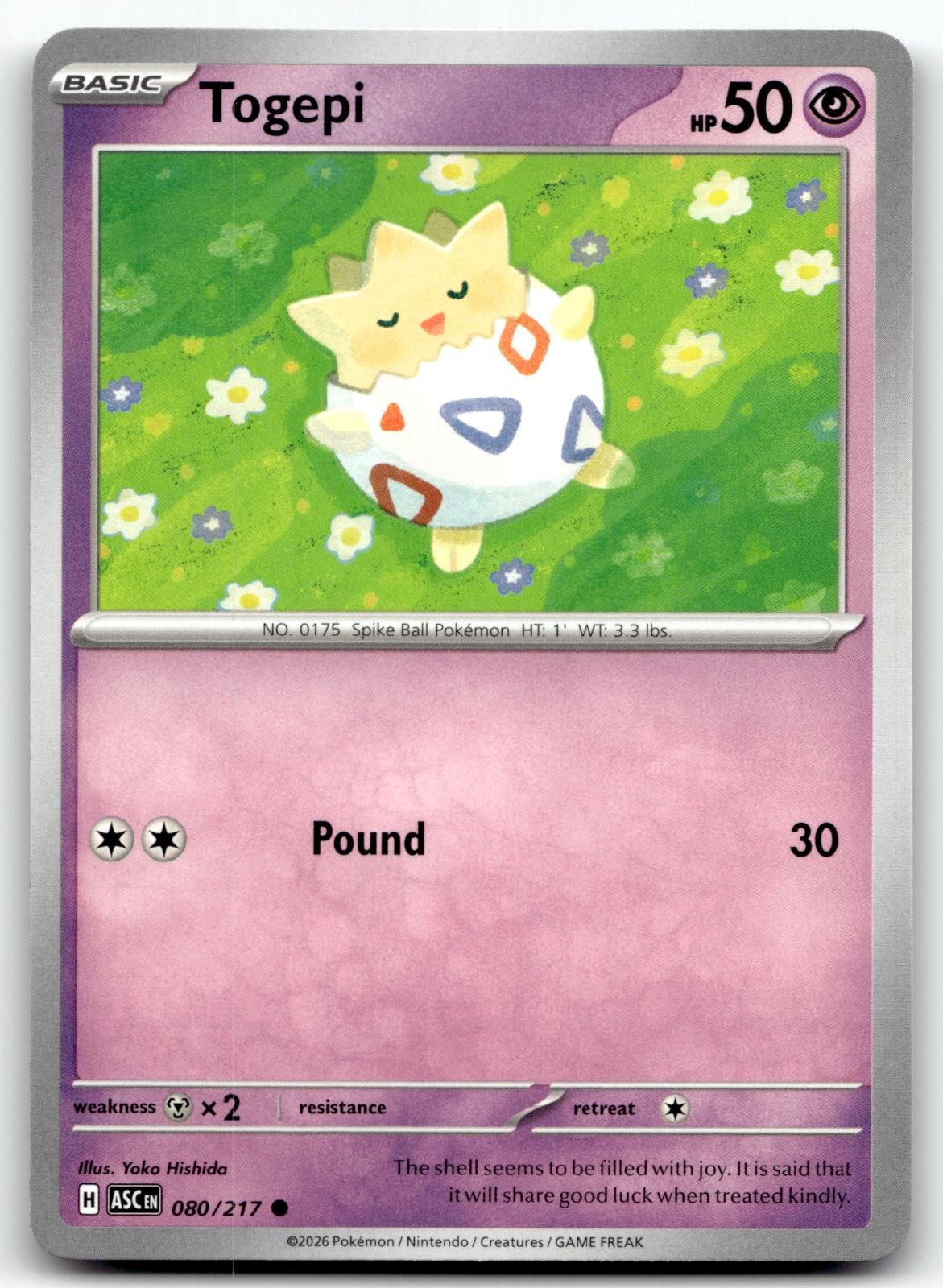 Togepi 080/217 Common Ascended Heroes Pokemon Near Mint