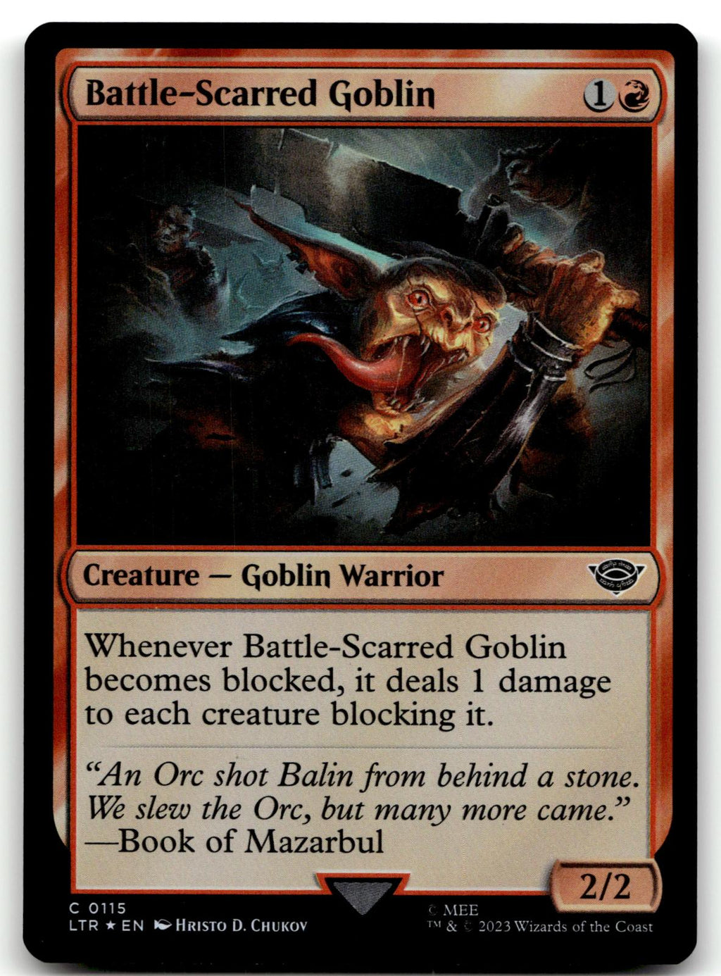 Battle-Scarred Goblin 115 Universes Beyond: The Lord of the Rings: Tales of Middle-earth Magic: The Gathering Foil NM