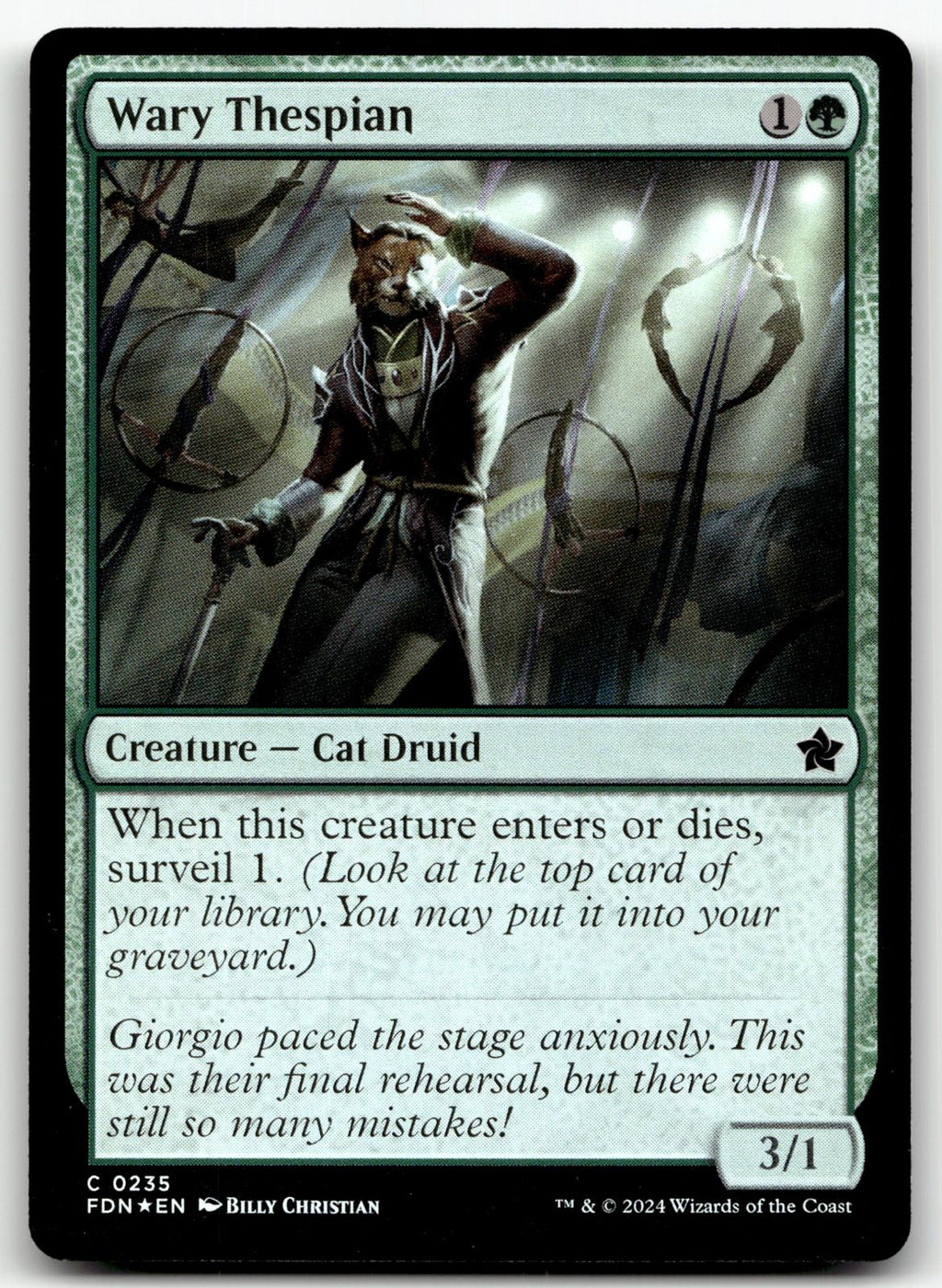 Wary Thespian 235 Common Foundations Magic: The Gathering Foil Near Mint