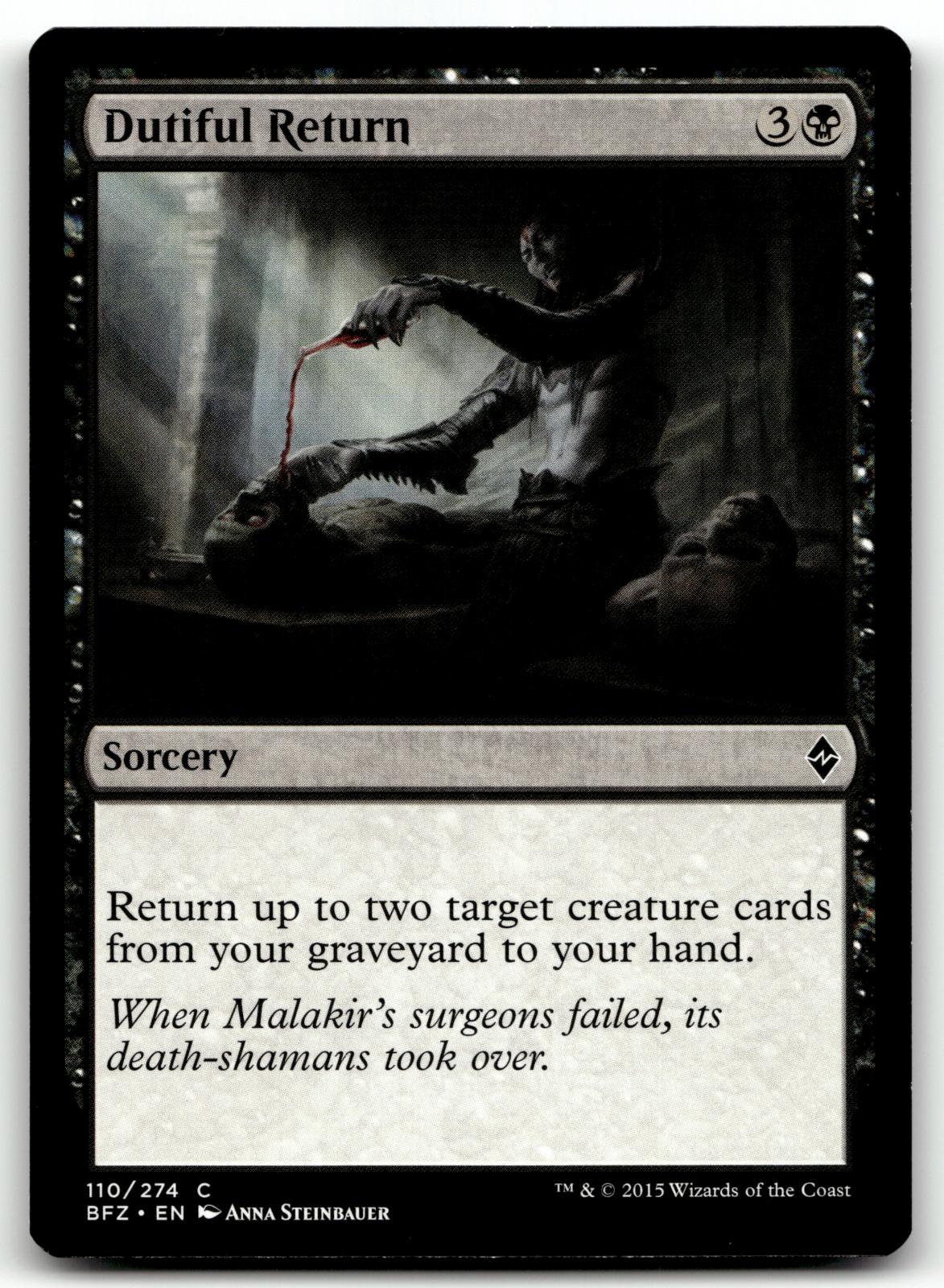 Dutiful Return 110 Common Battle for Zendikar Magic: The Gathering Near Mint