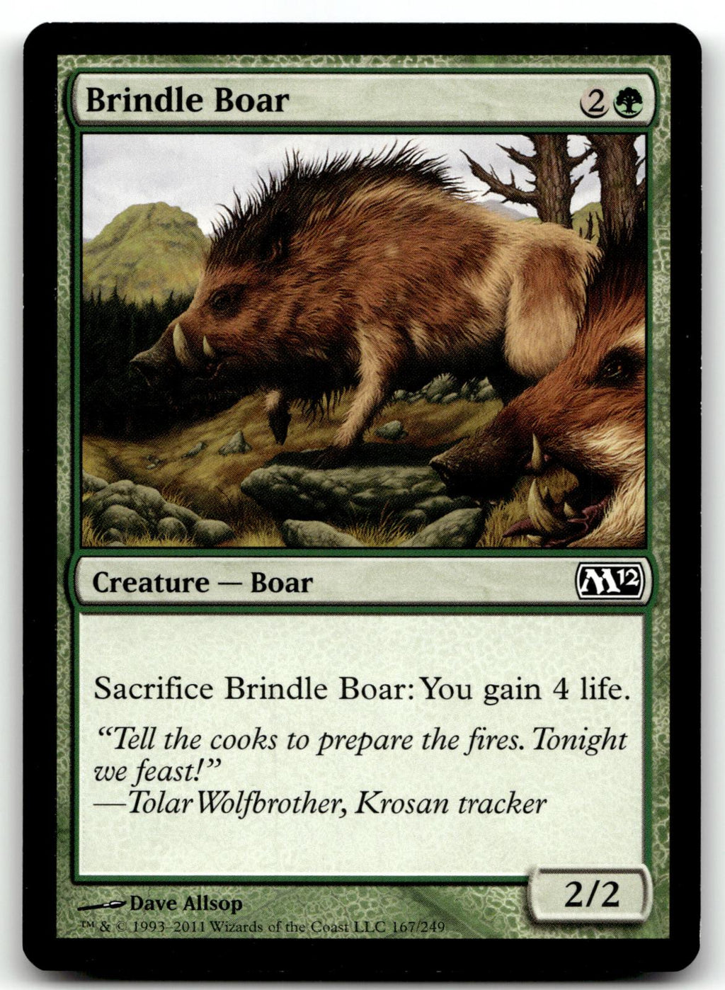 Brindle Boar 167 Common Magic 2012 (M12) Magic: The Gathering Near Mint