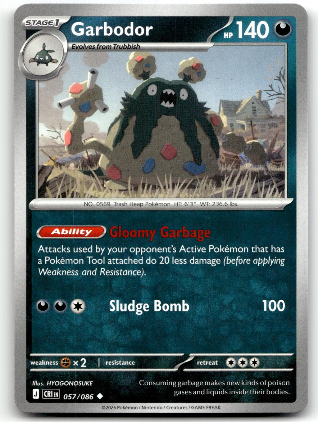 Garbodor 057/086 Uncommon Chaos Rising Pokemon Near Mint