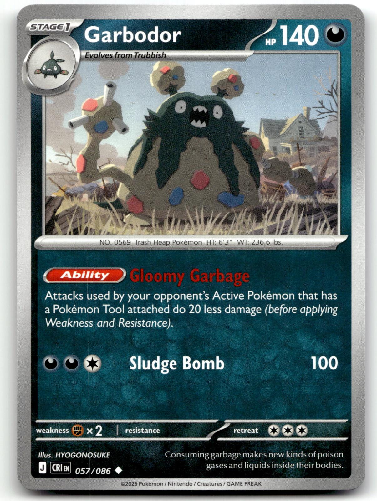 Garbodor 057/086 Uncommon Chaos Rising Pokemon Near Mint
