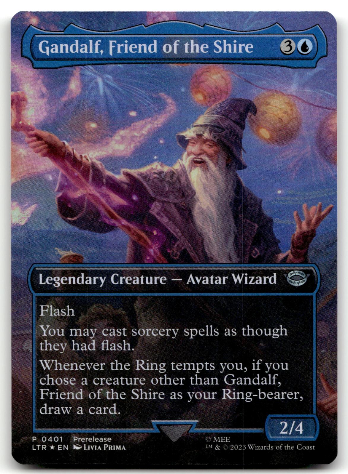 Gandalf, Friend of the Shire (Borderless) 401 Universes Beyond: The Lord of the Rings: Tales of Middle-earth Magic: The Gathering Foil NM