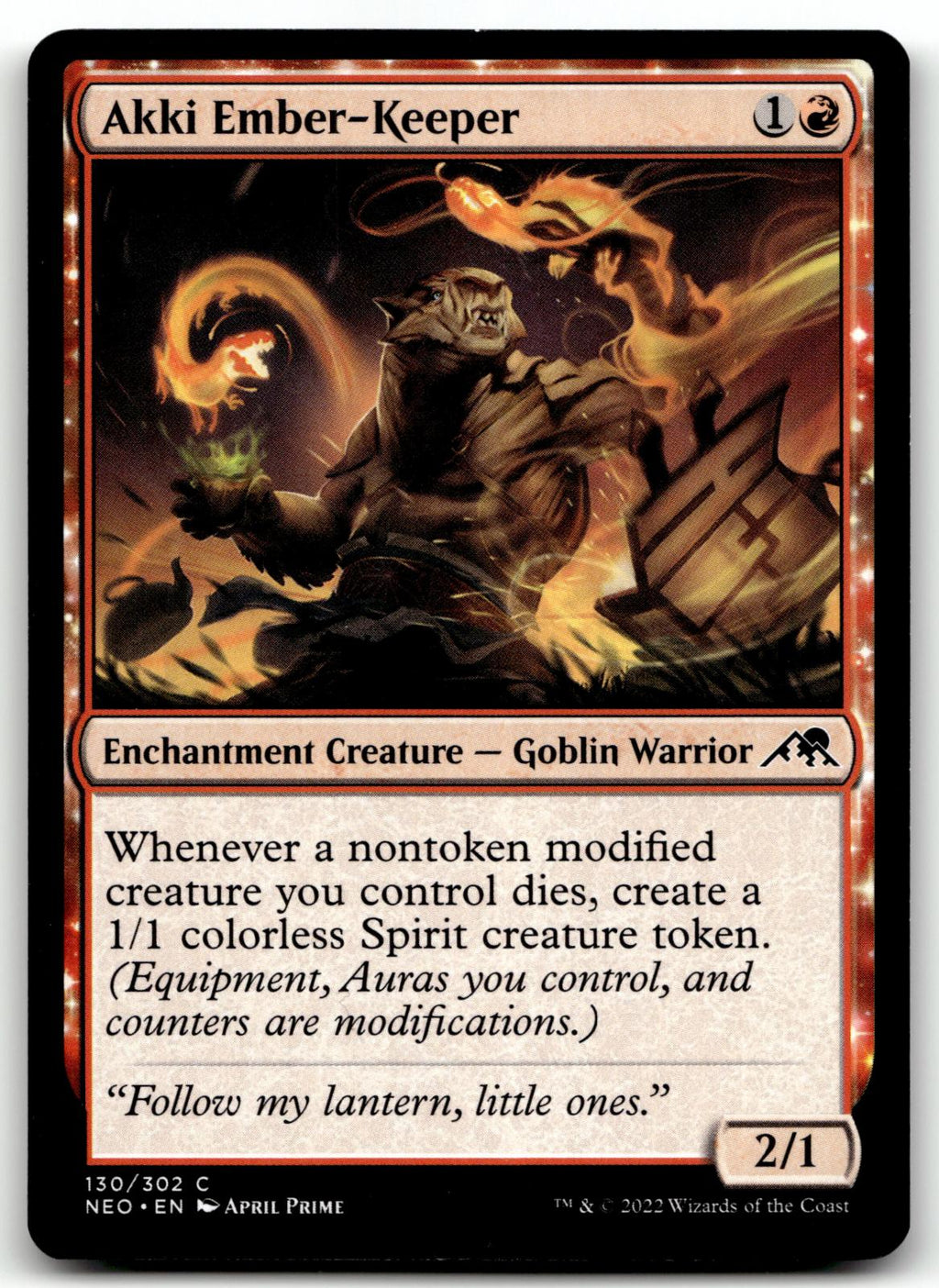 Akki Ember-Keeper 130 Common Kamigawa: Neon Dynasty Magic: The Gathering NM