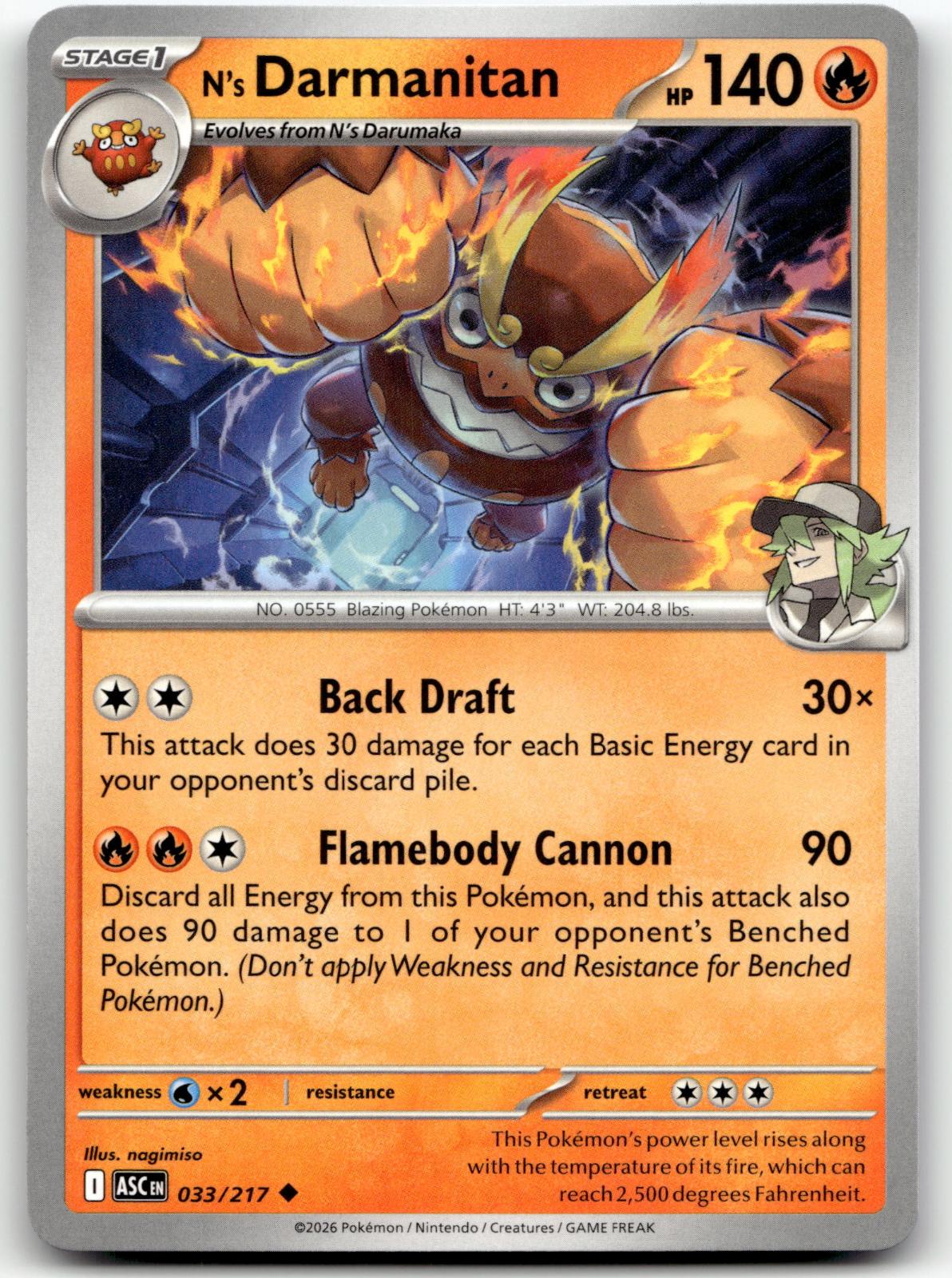 N's Darmanitan 033/217 Uncommon Ascended Heroes Pokemon Near Mint