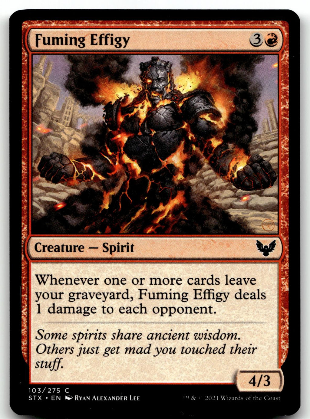 Fuming Effigy 103 Common Strixhaven: School of Mages Magic: The Gathering NM