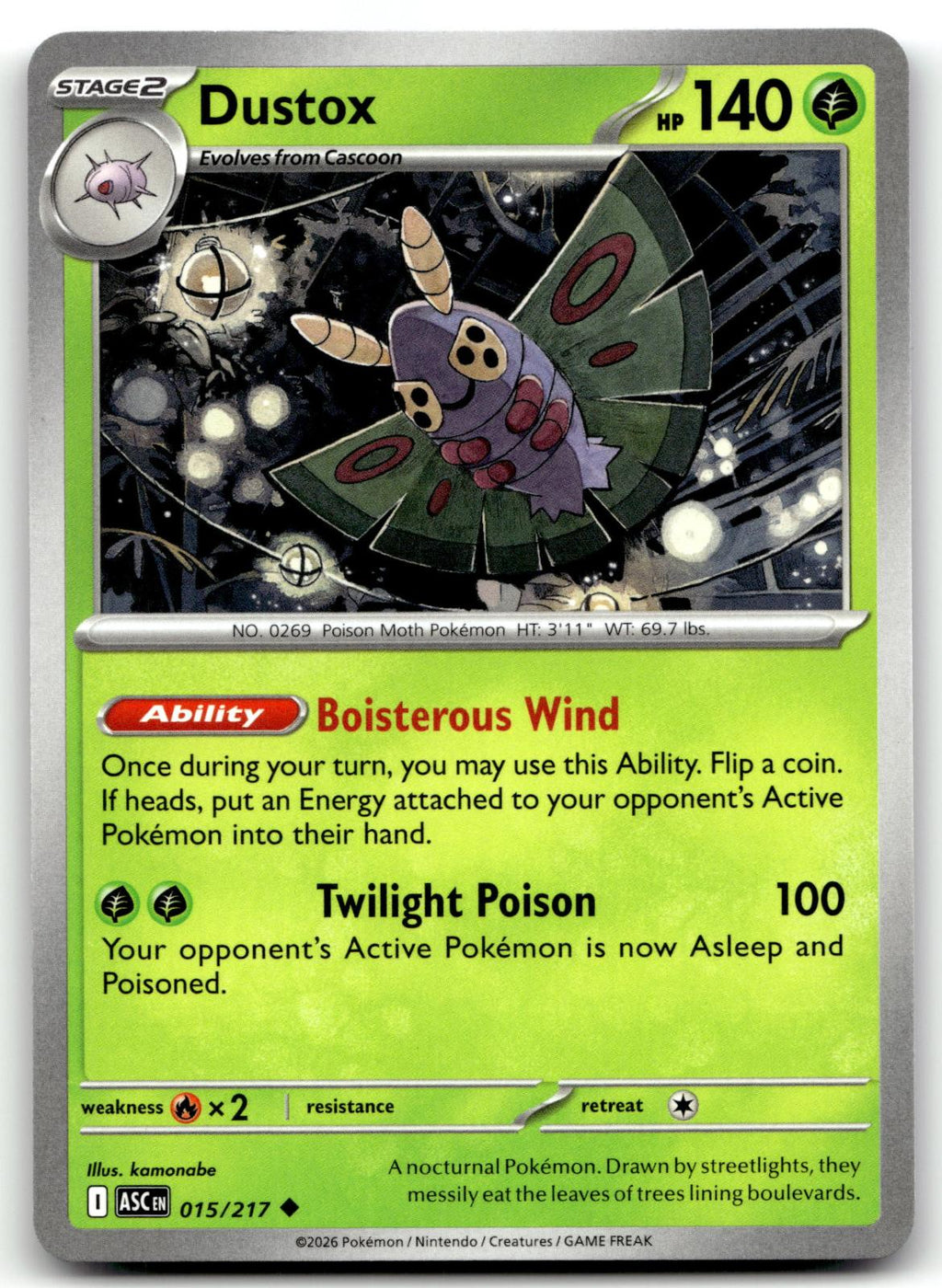 Dustox 015/217 Uncommon Ascended Heroes Pokemon Near Mint