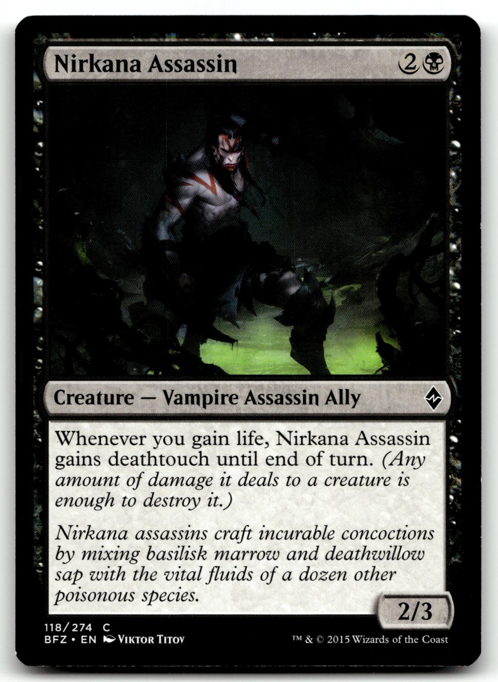 Nirkana Assassin 118 Common Battle for Zendikar Magic: The Gathering Near Mint