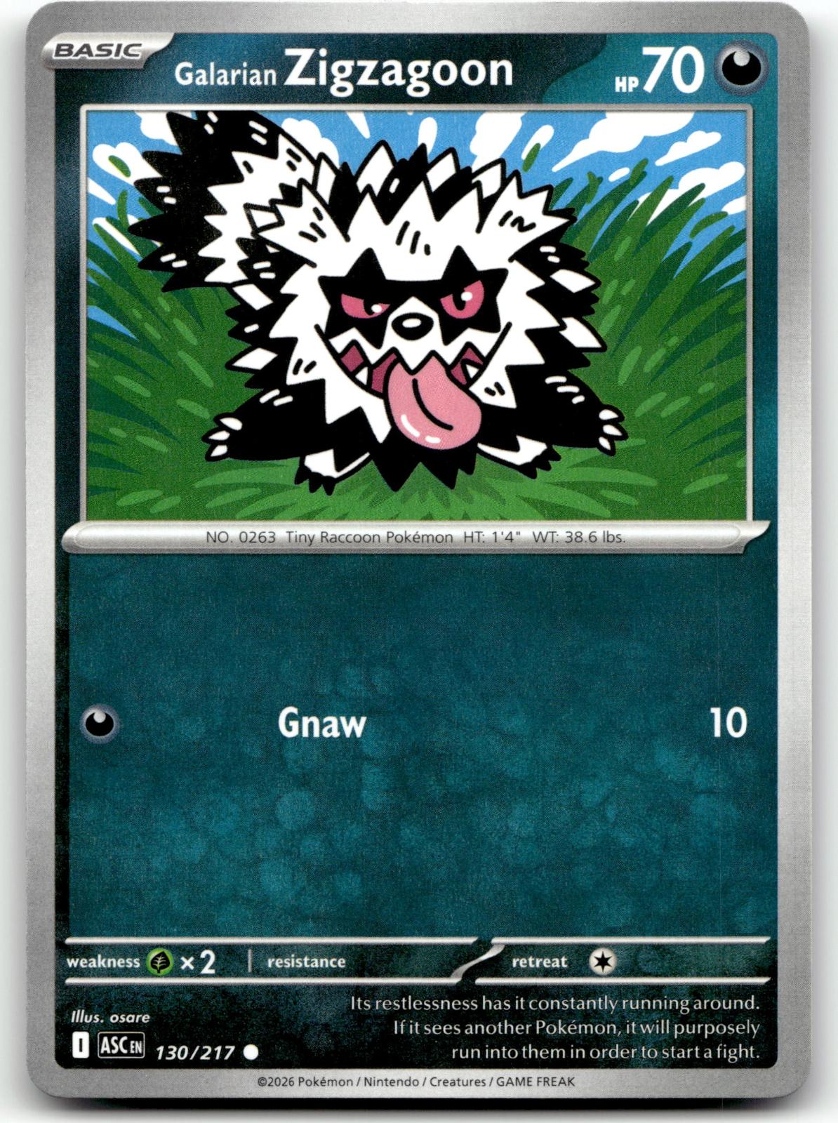 Galarian Zigzagoon 130/217 Common Ascended Heroes Pokemon Near Mint
