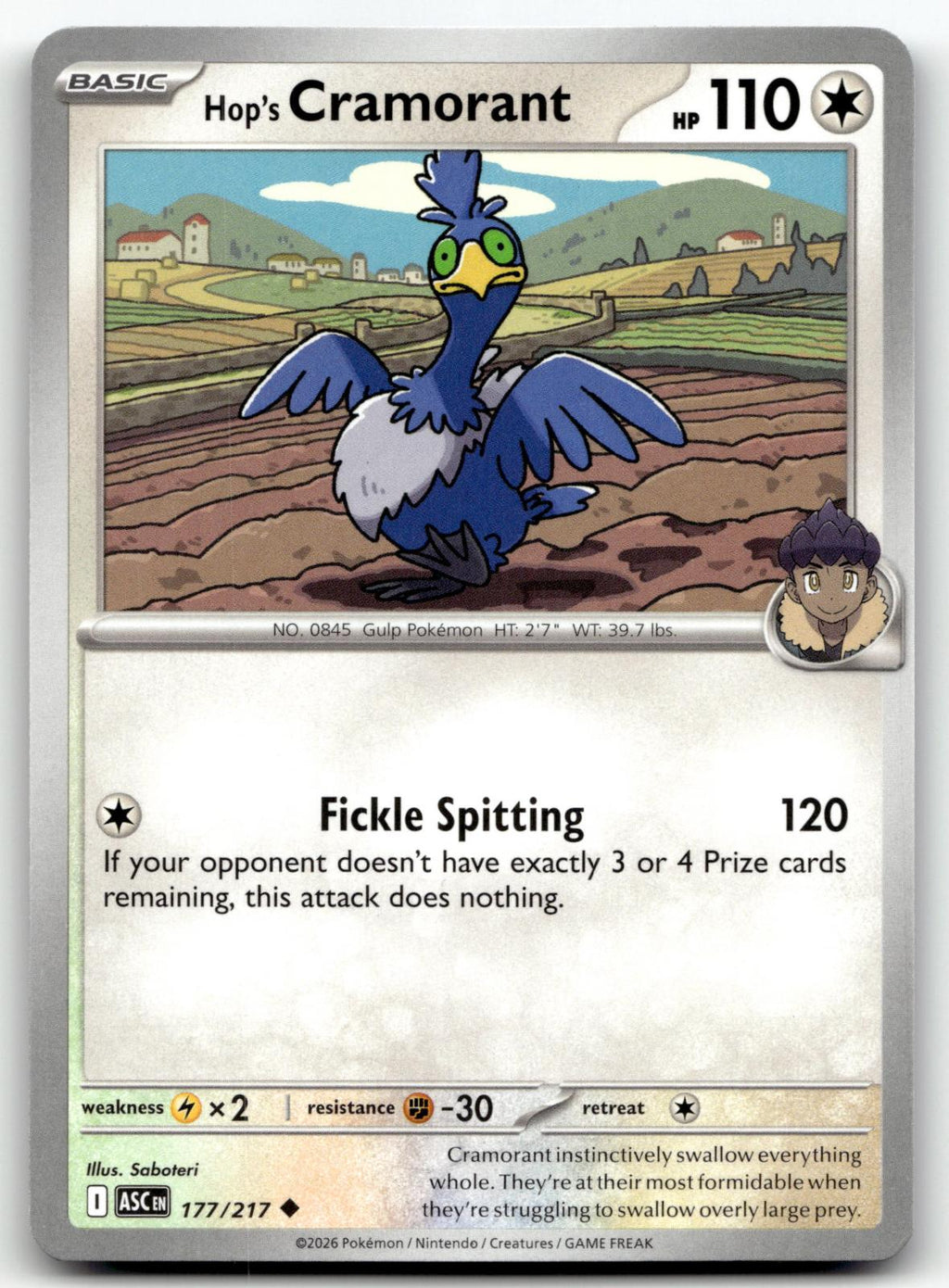 Hop's Cramorant 177/217 Uncommon Ascended Heroes Pokemon Near Mint