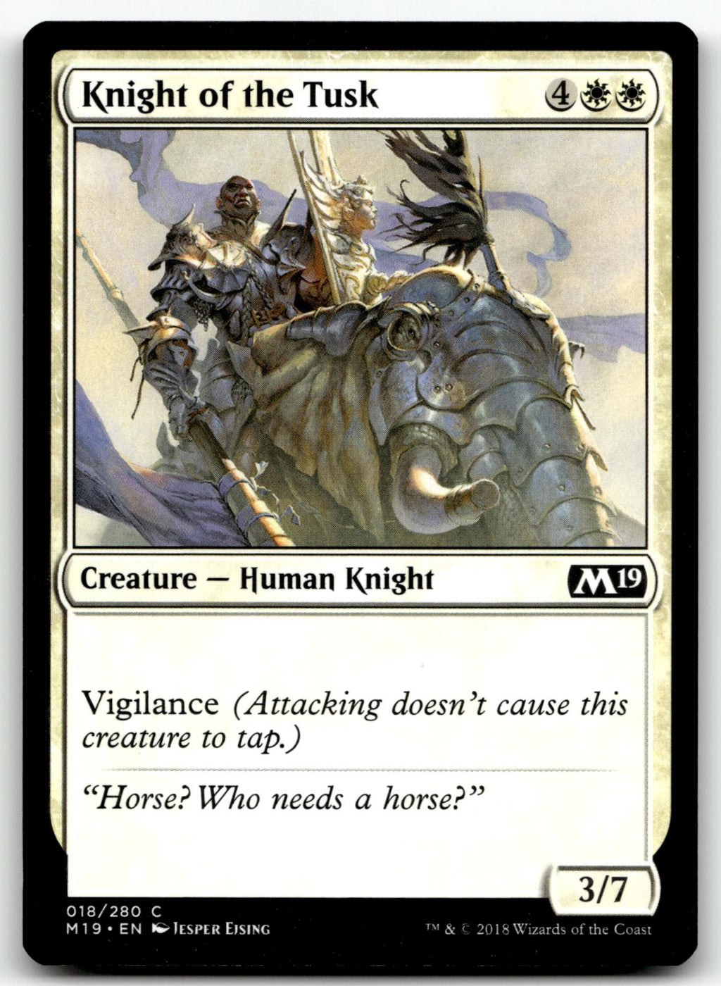 Knight of the Tusk 18 Common Core Set 2019 Magic: The Gathering Near Mint