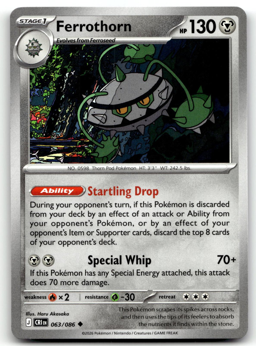 Ferrothorn 063/086 Uncommon Chaos Rising Pokemon Near Mint