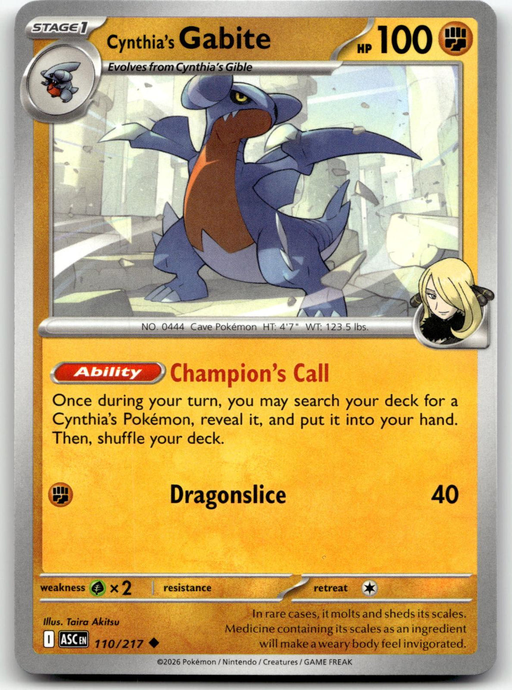 Cynthia's Gabite 110/217 Uncommon Ascended Heroes Pokemon Near Mint