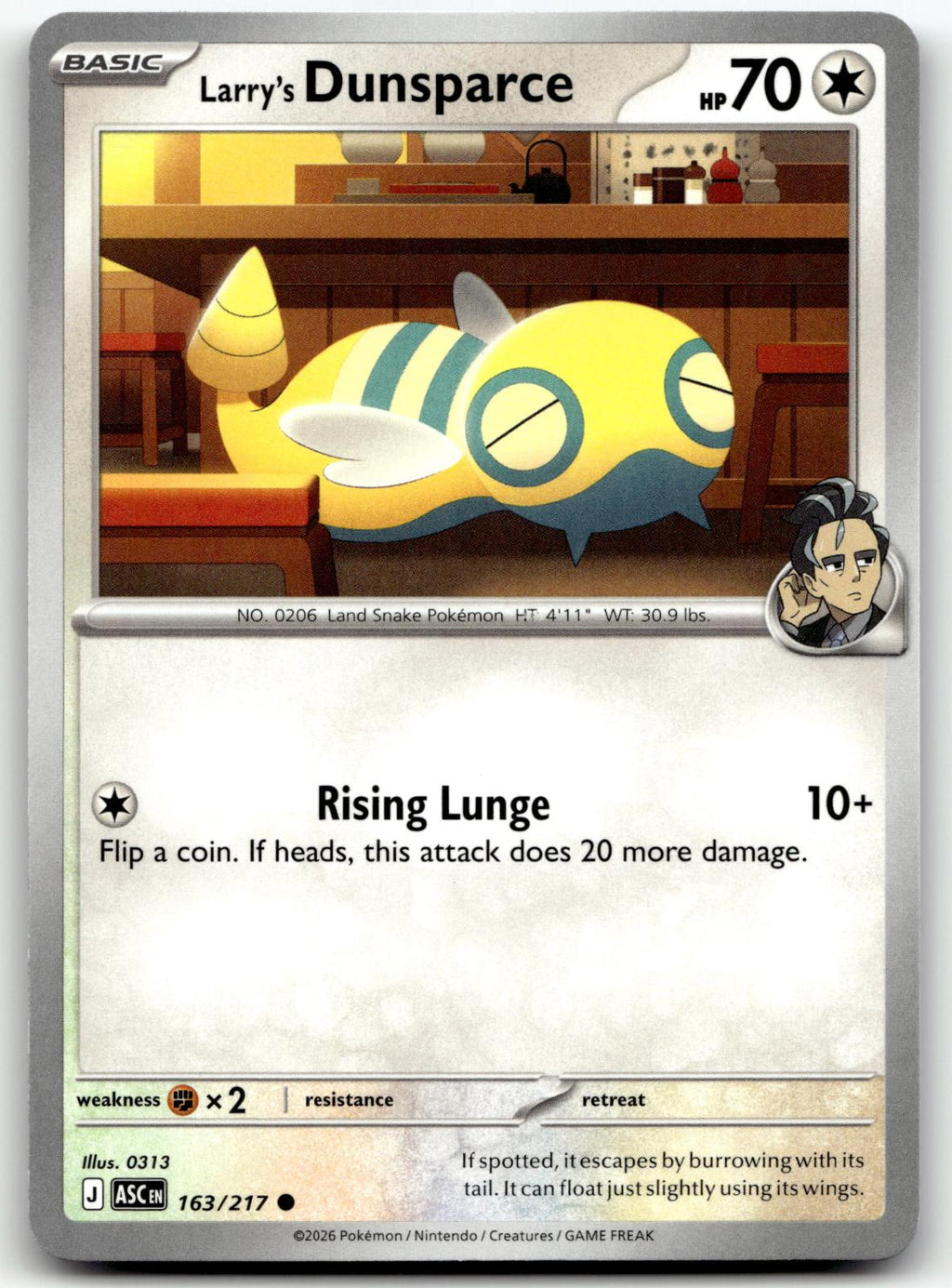 Larry's Dunsparce 163/217 Common Ascended Heroes Pokemon Near Mint