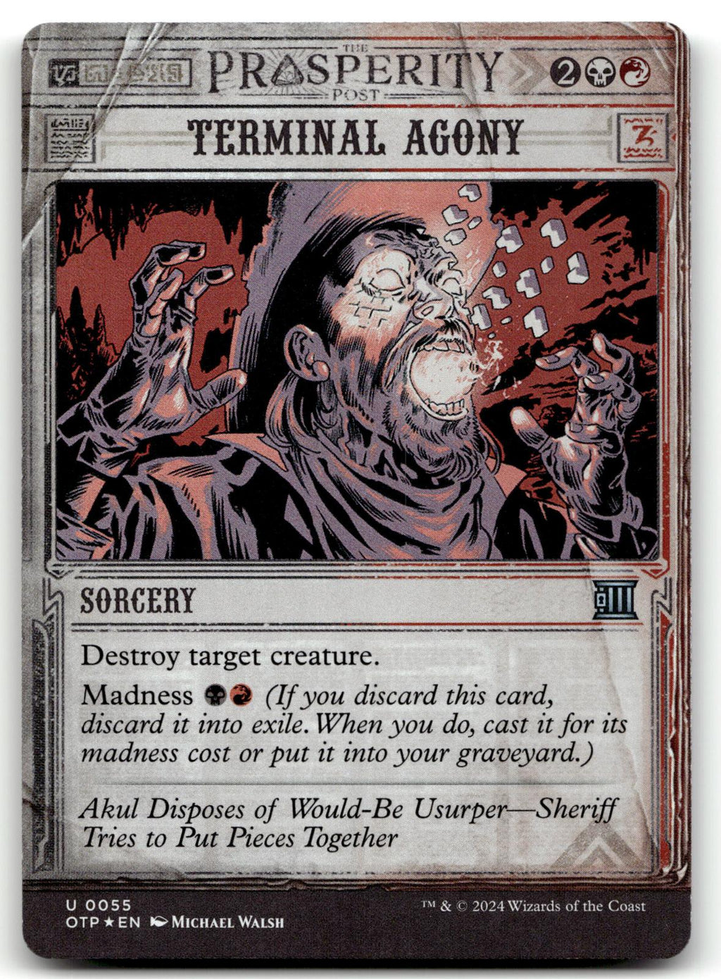 Terminal Agony 55 Outlaws of Thunder Junction: Breaking News Magic: The Gathering Foil NM