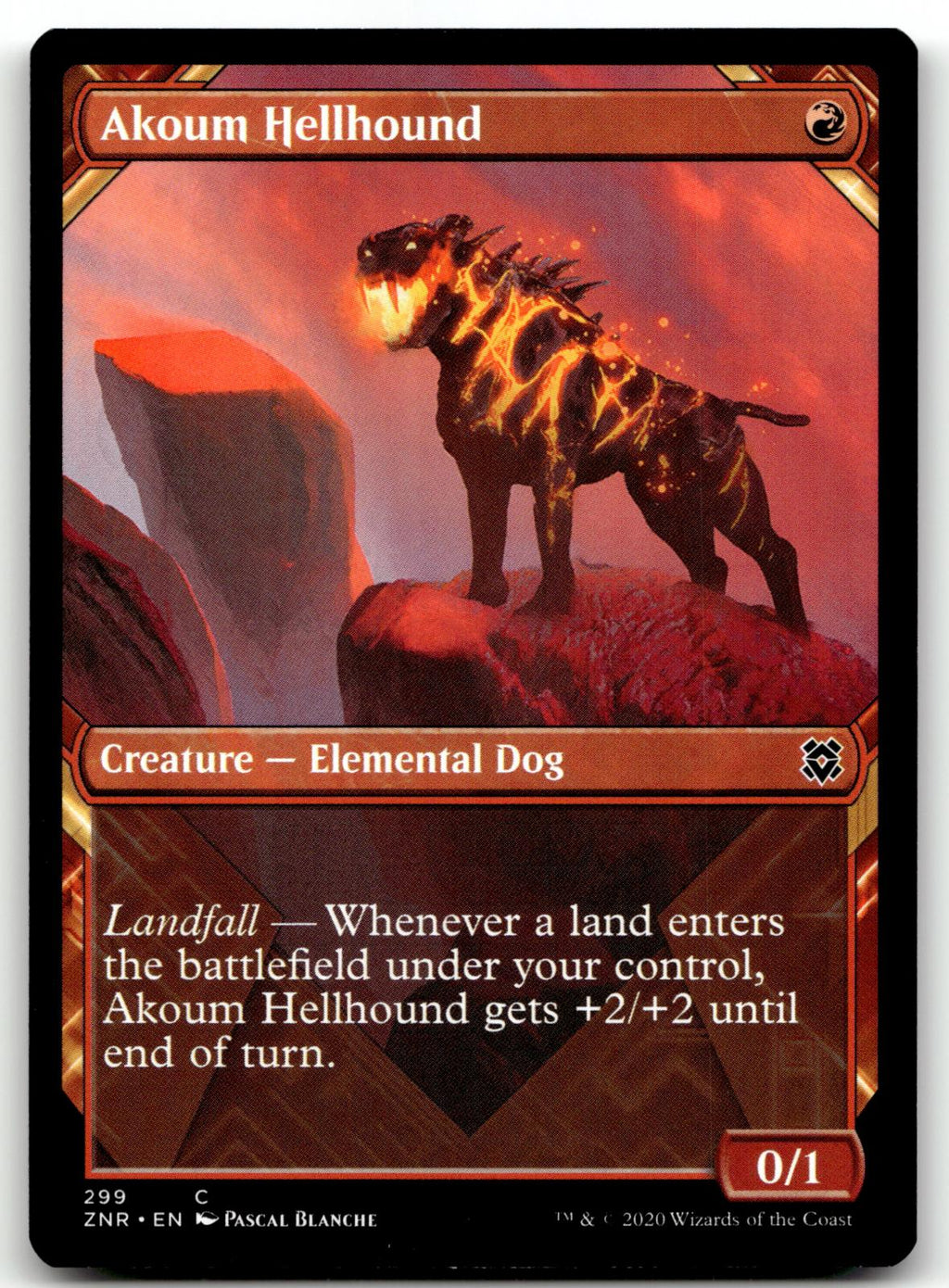 Akoum Hellhound (Showcase) 299 Common Zendikar Rising Magic: The Gathering NM