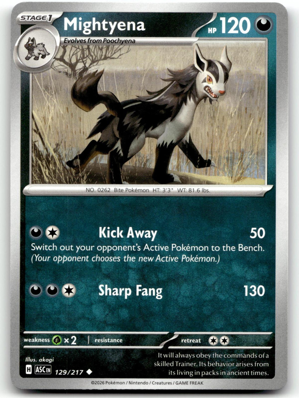 Mightyena 129/217 Uncommon Ascended Heroes Pokemon Near Mint