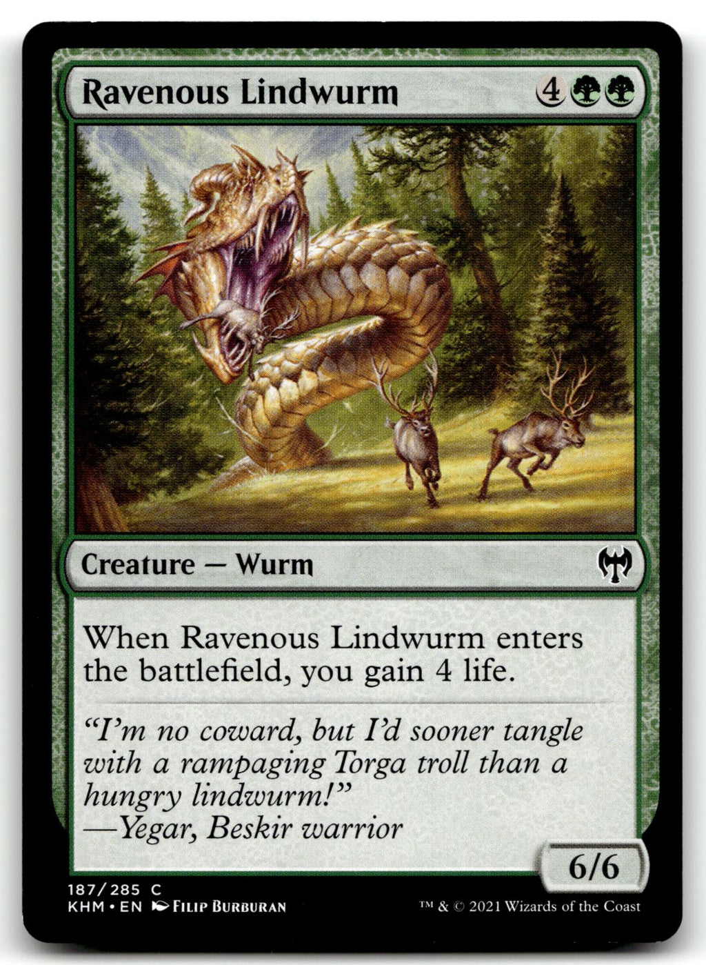 Ravenous Lindwurm 187 Common Kaldheim Magic: The Gathering Near Mint