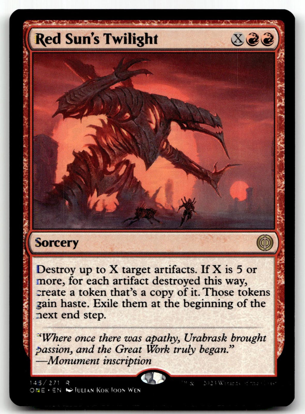 Red Sun's Twilight 145 Rare Phyrexia: All Will Be One Magic: The Gathering NM