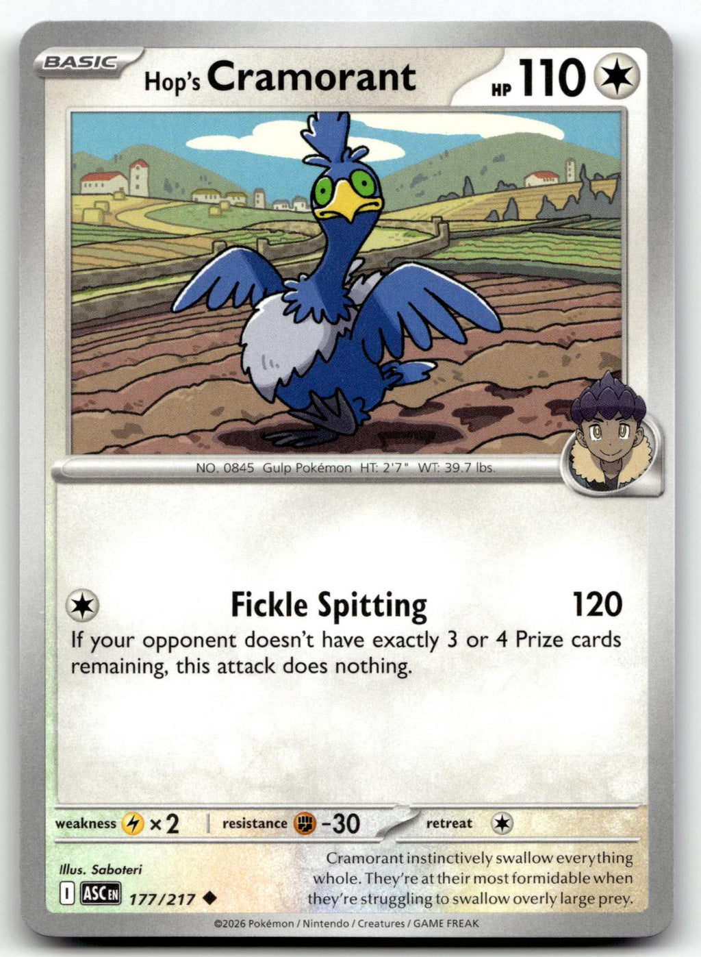 Hop's Cramorant 177/217 Uncommon Ascended Heroes Pokemon Near Mint