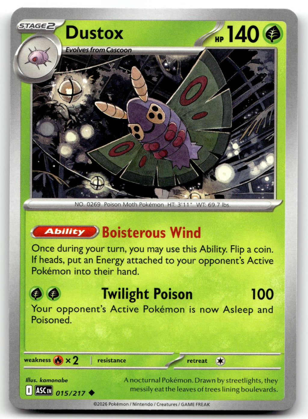 Dustox 015/217 Uncommon Ascended Heroes Pokemon Near Mint