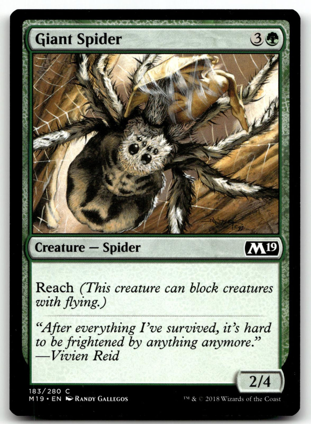 Giant Spider 183 Common Core Set 2019 Magic: The Gathering Near Mint