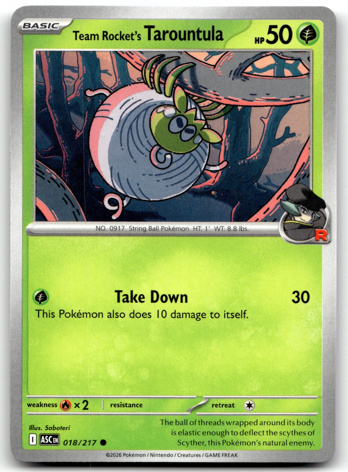 Team Rocket's Tarountula 018/217 Common Ascended Heroes Pokemon Near Mint