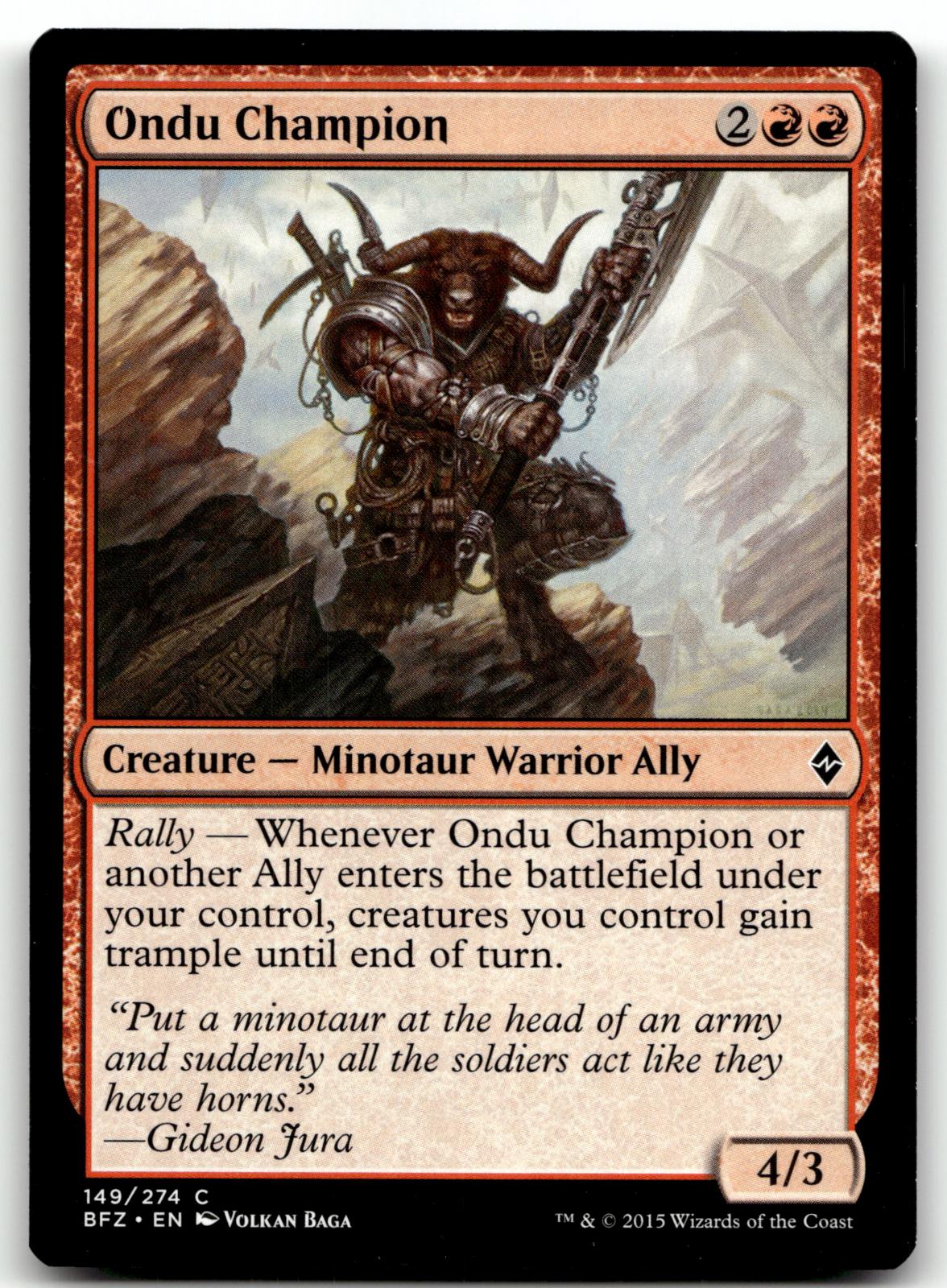 Ondu Champion 149 Common Battle for Zendikar Magic: The Gathering Near Mint