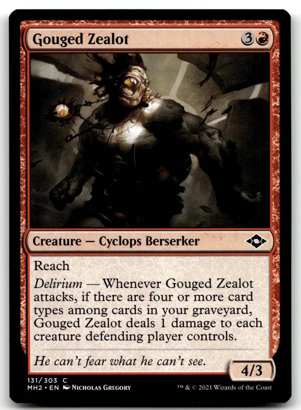 Gouged Zealot 131 Common Modern Horizons 2 Magic: The Gathering Near Mint