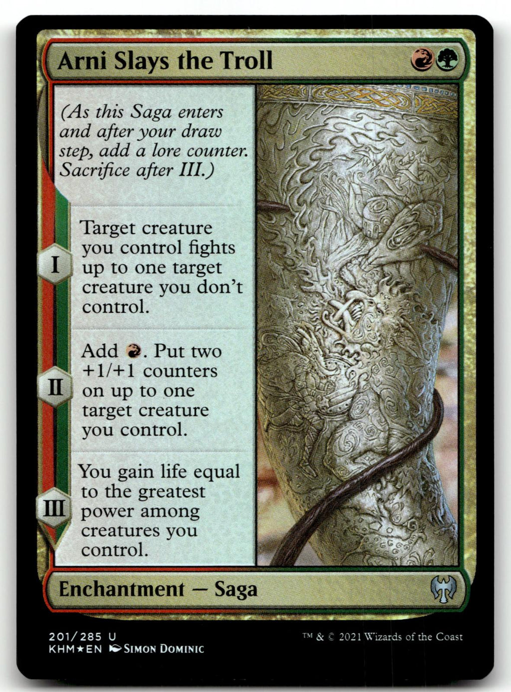 Arni Slays the Troll 201 Uncommon Kaldheim Magic: The Gathering Foil Near Mint