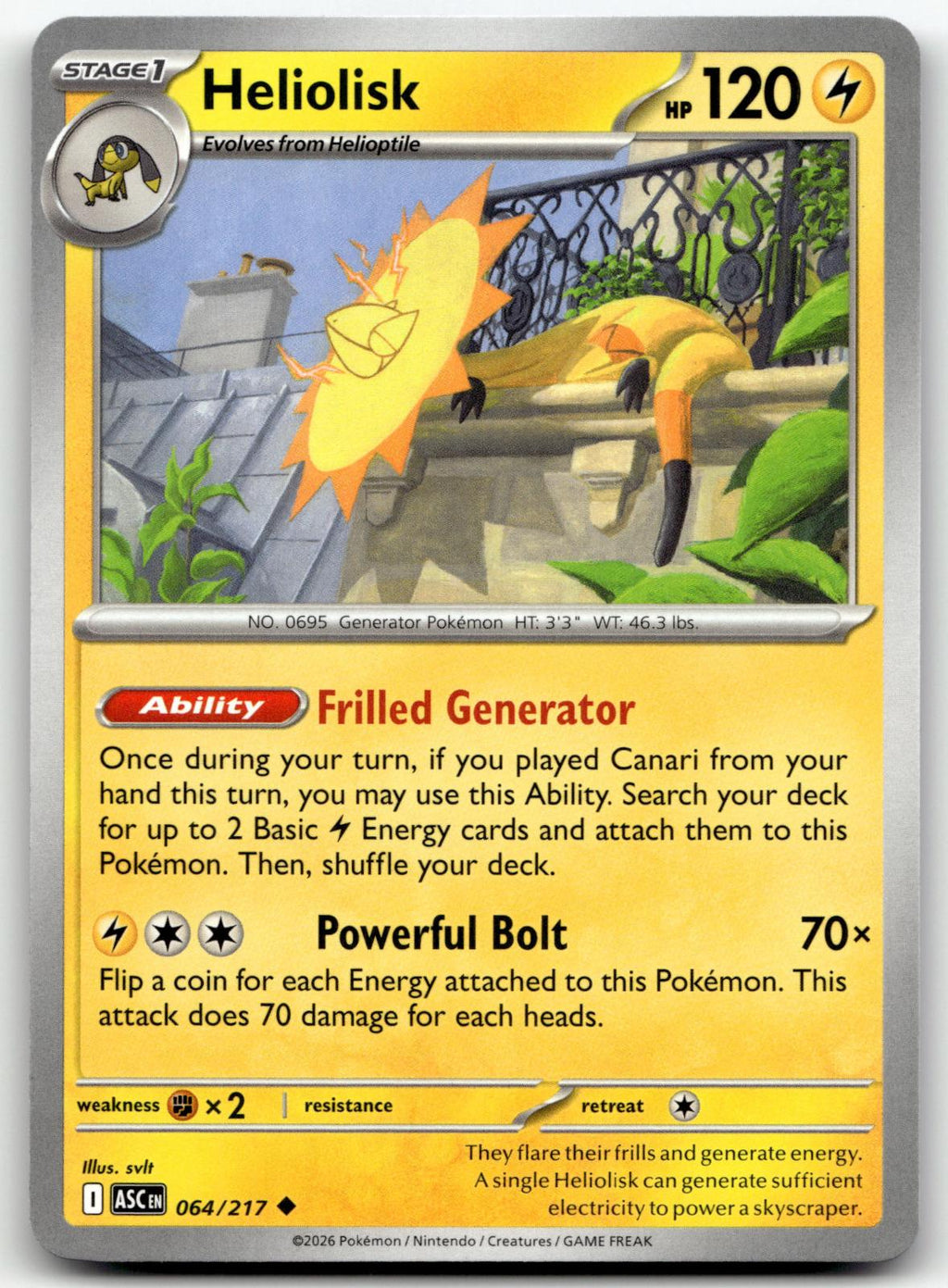 Heliolisk 064/217 Uncommon Ascended Heroes Pokemon Near Mint